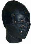 Lederen slaven masker met verwijderbare oog en mondstukken 