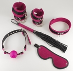 Soft Bondage starterset - klittenband - 6-delig, zwart/roze 